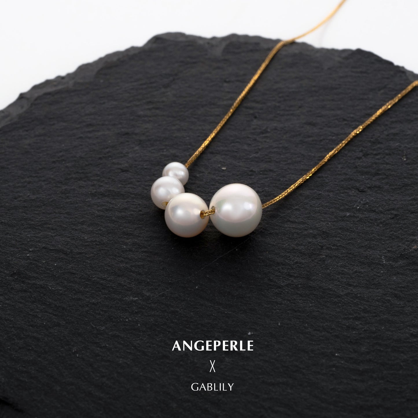 Gablily Smile Gradient Pearl Necklace: 4-5/5-6/6-7/8-9mm Freshwater 18K Gold (TSGY1224)