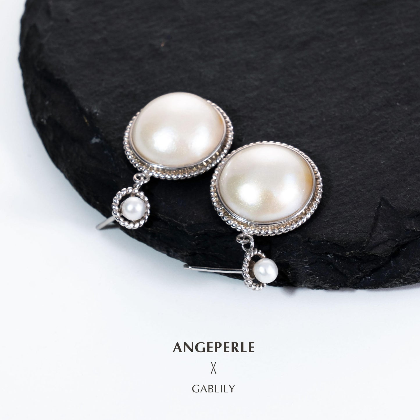 Classic Mabe Pearl Earrings：12-13mm Seawater S925 Silver (zpqmy005)