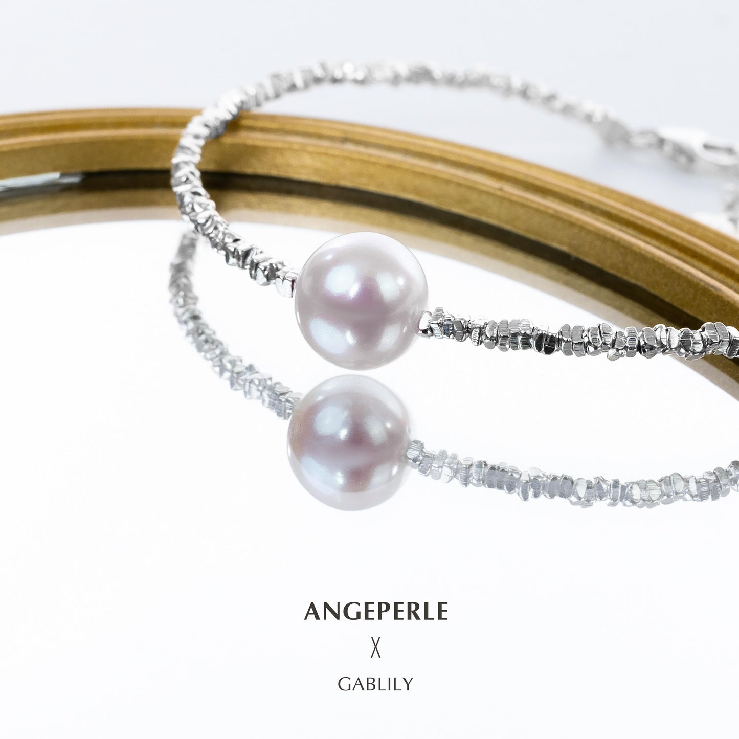 Gablily white Pearl Sparkling Broken Silver Pearl Bracelet：9-10mm Freshwater S925 Silver (TSAW071)