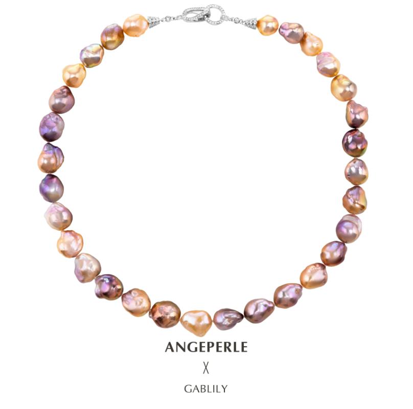 Metallic Sunshine Candy Color Baroque Necklace: 10-13mm Freshwater S925 Silver (TSJCY842)