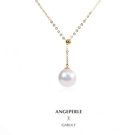 CGRL Certificate Gablily Y Chain Pearl Pendant: 9-10mm Freshwater 18K Gold Chain (TSJCY724)