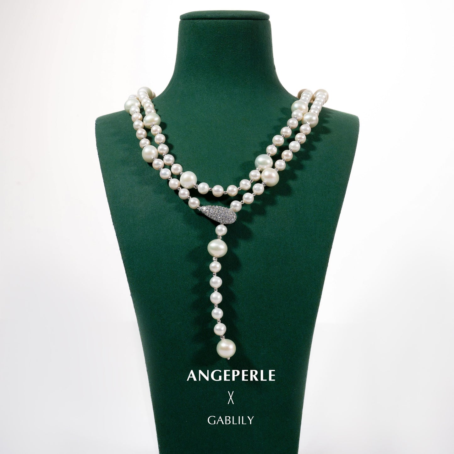 Designer Long Pearl Necklace Sweater Necklace: 6-6.5/9-10mm Freshwater Alloy (TSAW081)