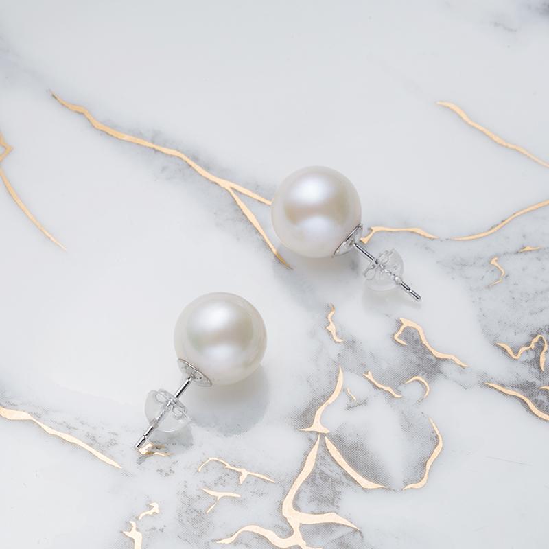 Gablily Classic Pairing Pearl Earrings: 10-11mm Freshwater S925 Silver (TSZL821)