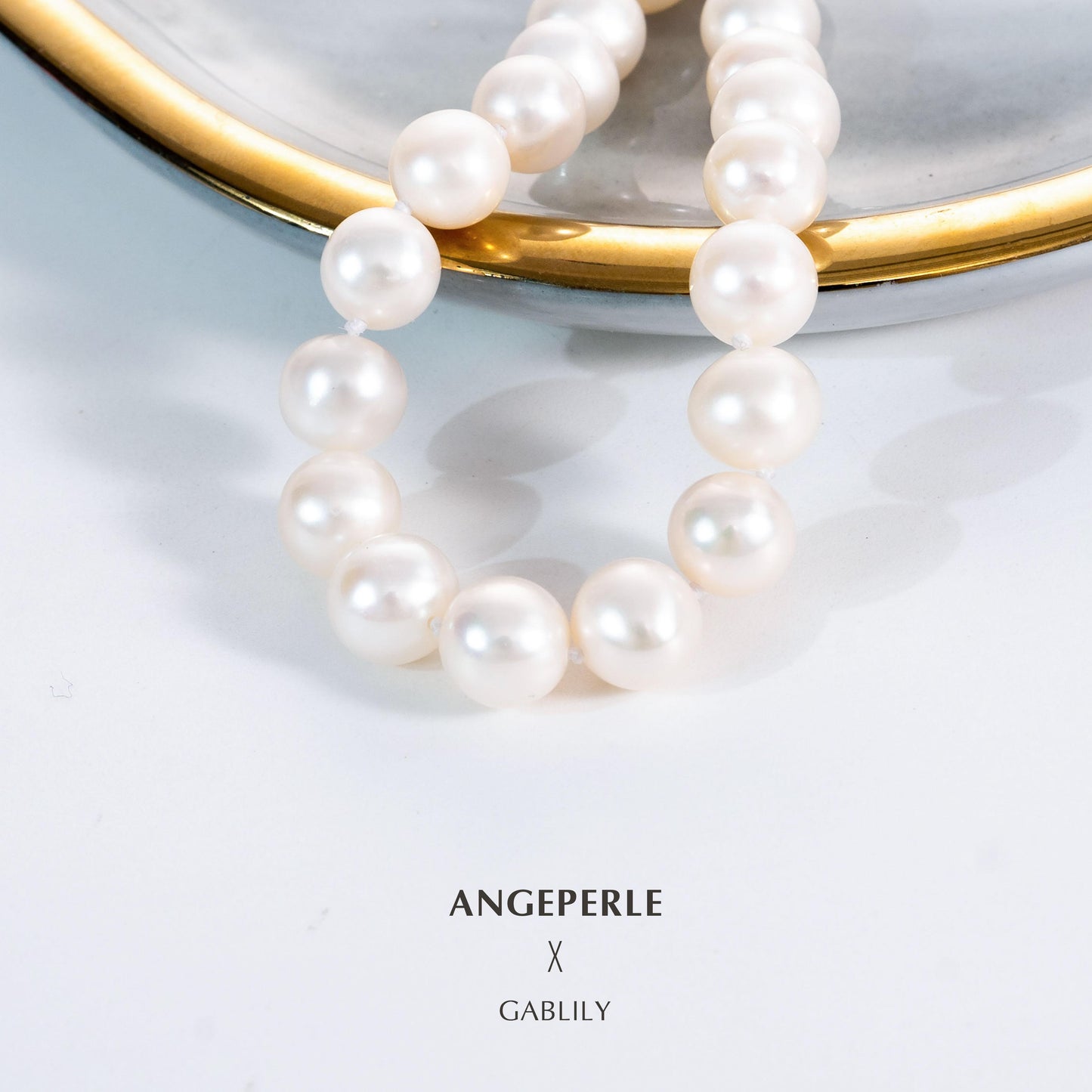 Gablily White Pearl Love Bracelet: 7.3-8.3mm Freshwater S925 Silver (TSJCY742)