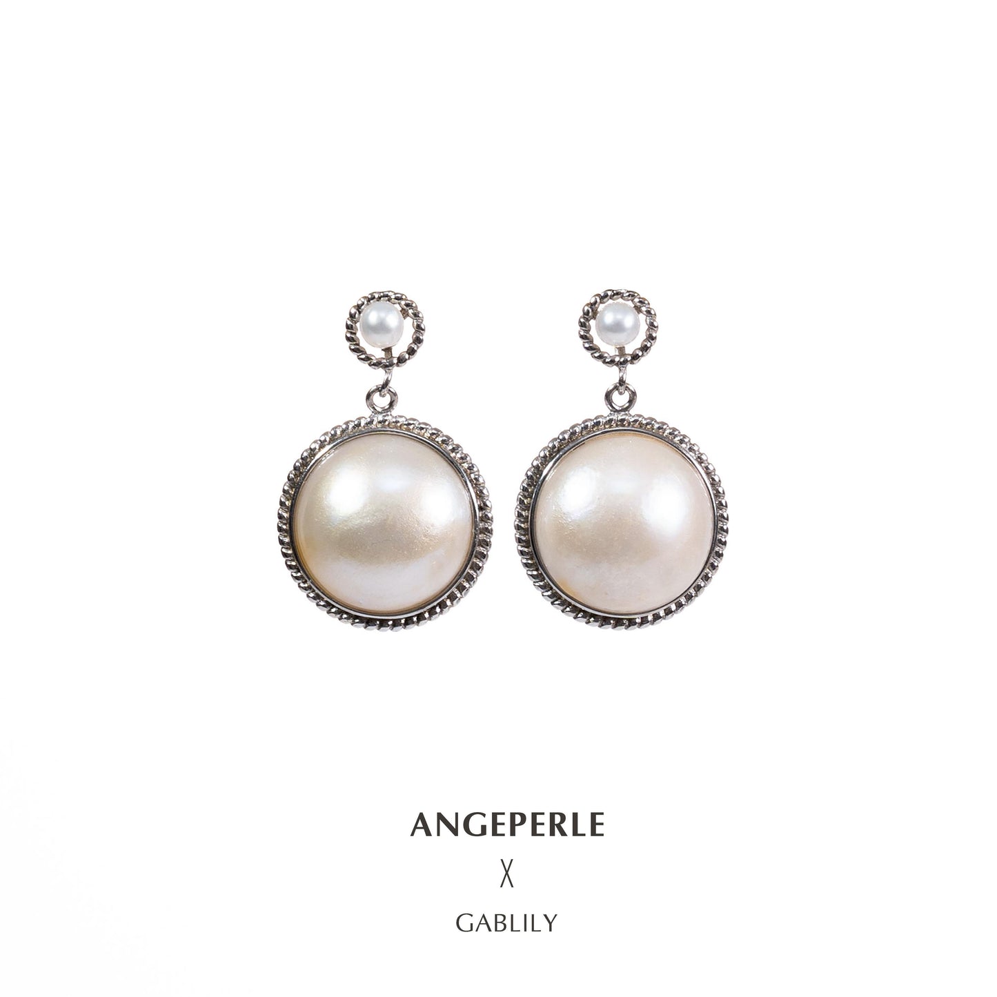 Classic Mabe Pearl Earrings：12-13mm Seawater S925 Silver (zpqmy005)