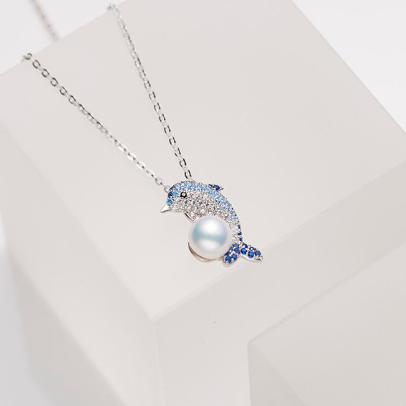 Blue Dolphin Pearl Pendant ：6-7mm Freshwater S925 Silver (TSJY024)