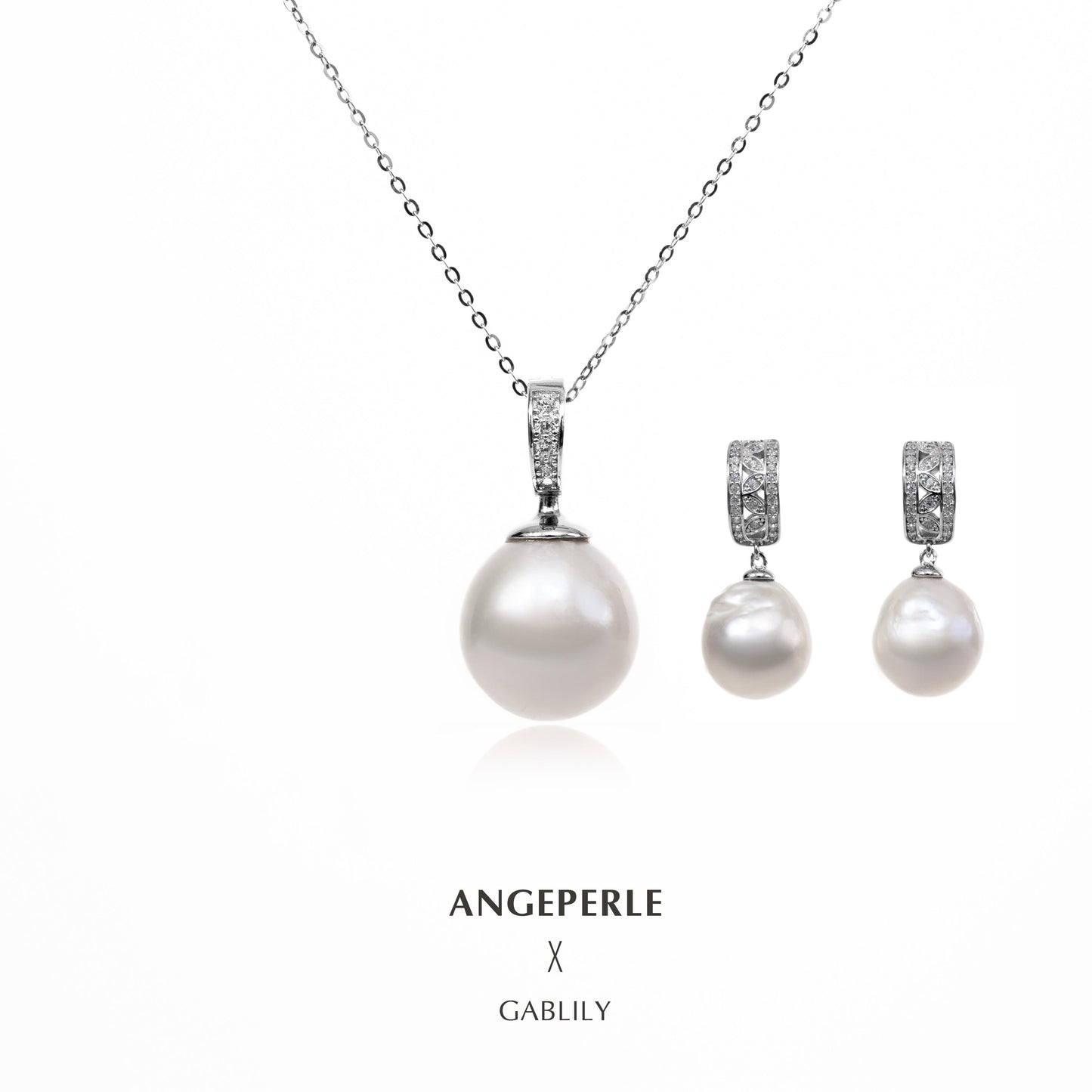 Gablily Pearl Baroque Drop Earrings And Pendant: 12-13/13-14mm Freshwater S925 Silver (zpjcy035)