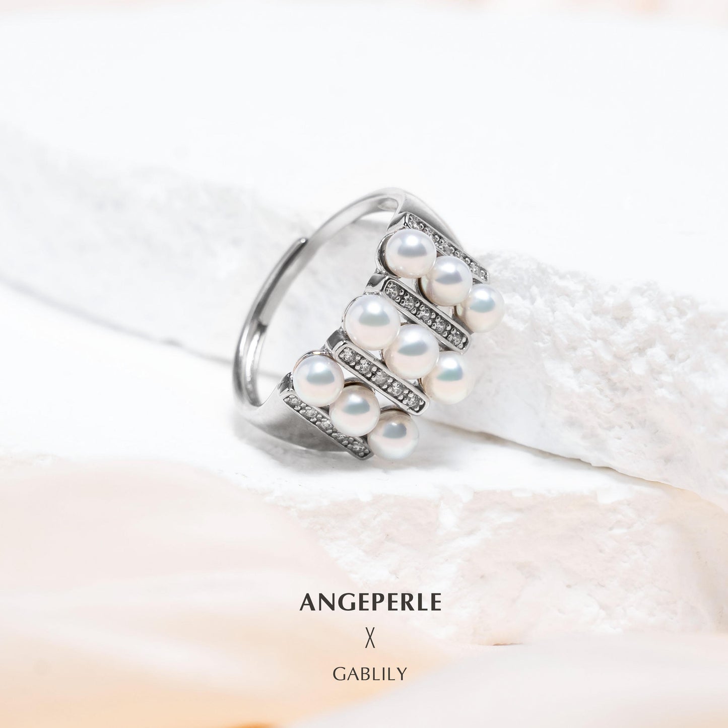 Gablily White Baby Pearl Ring: 3-4mm Freshwater S925 Silver (TSSLF01)