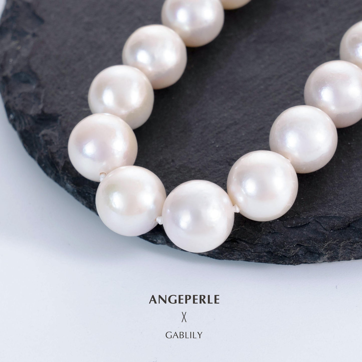 Gablily Classic White Bead Necklace: 8-11mm Freshwater S925 Silver (TSJCY705)