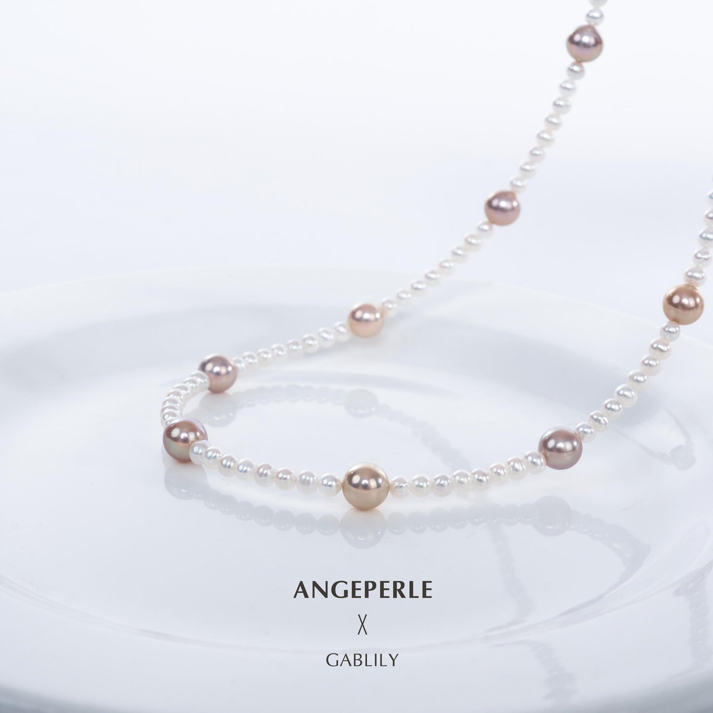 Gablily Goddess Style Combination Of Baby Pearl And Pink Pearl: 7-8mm Seawater 18K Gold (TSGY043)