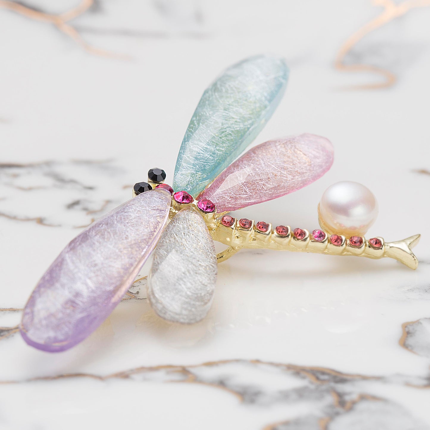 Colorful Dragonfly Pearl Brooch Welfare Products：7-8mm Freshwater Alloy (TSBJ070)