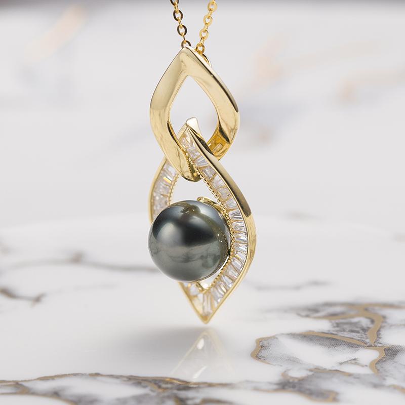 Designer Tahitian Pearl Pendant ：9-10mm Seawater S925 Silver (TSXX210)