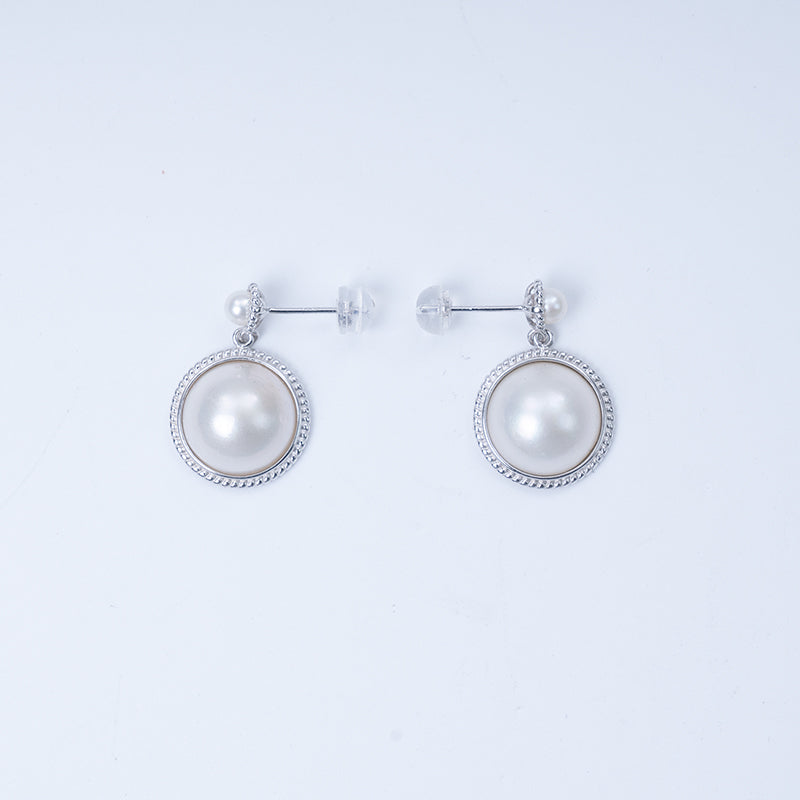 12-13mm Cultured South Sea Saltwater Mabe Pearl S925 Silver Earring