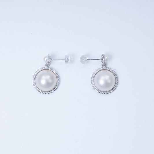 12-13mm Cultured South Sea Saltwater Mabe Pearl S925 Silver Earring